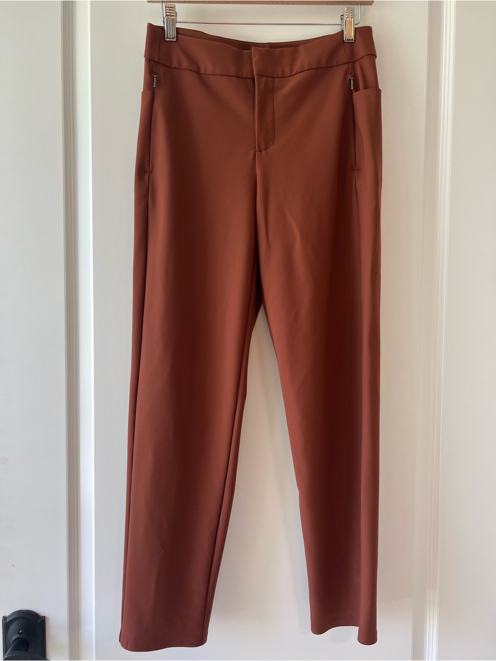 Athleta Stellar Office Travel Pants Sz 6 Rust Brown Athleisure Skinny Trouser